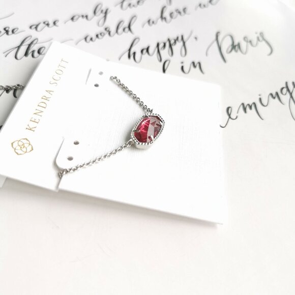 Kendra Scott Elisa Silver Berry red glass Necklace - Picture 2 of 3